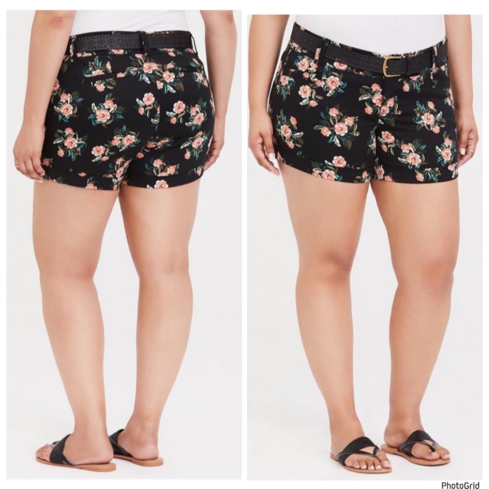 Torrid 18 plus size floral black shorts